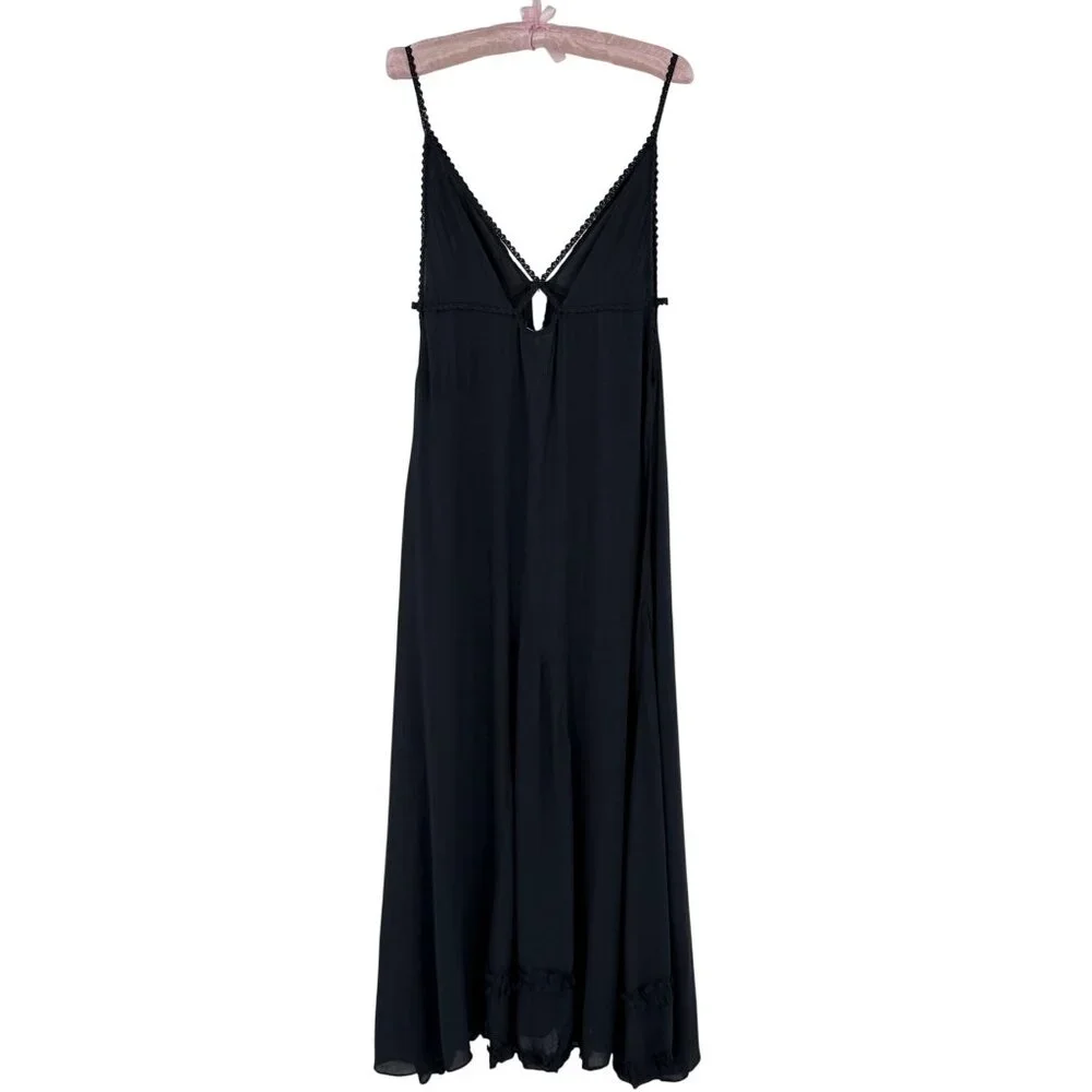 RARE Vtg NWT Free People Gray Lace Crochet Maxi Slip Dress | Whimsigoth Boho M - Picture 7 of 16